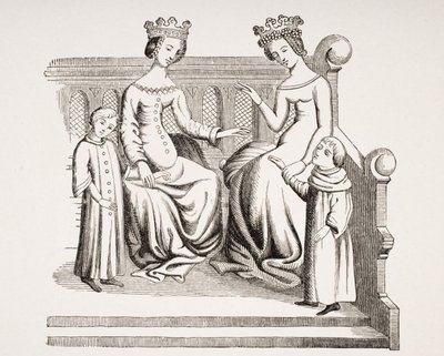 Dress of Noble Ladies and Children in the 14th Century, After a Miniature in 